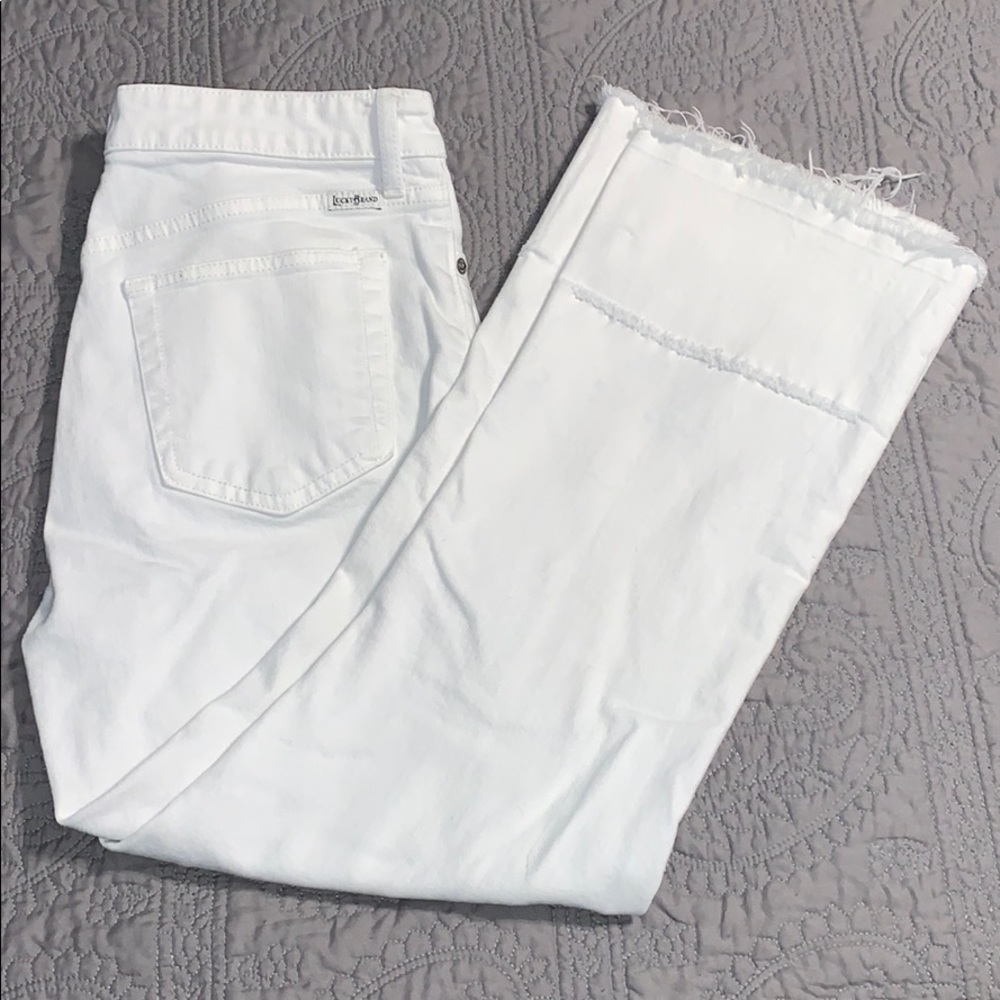 Lucky Brand White Bootcut Jeans w/ distressing